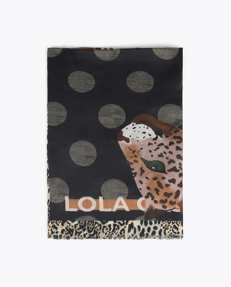 لولا كساديمونت Polka Dot Scarf with Tiger Print